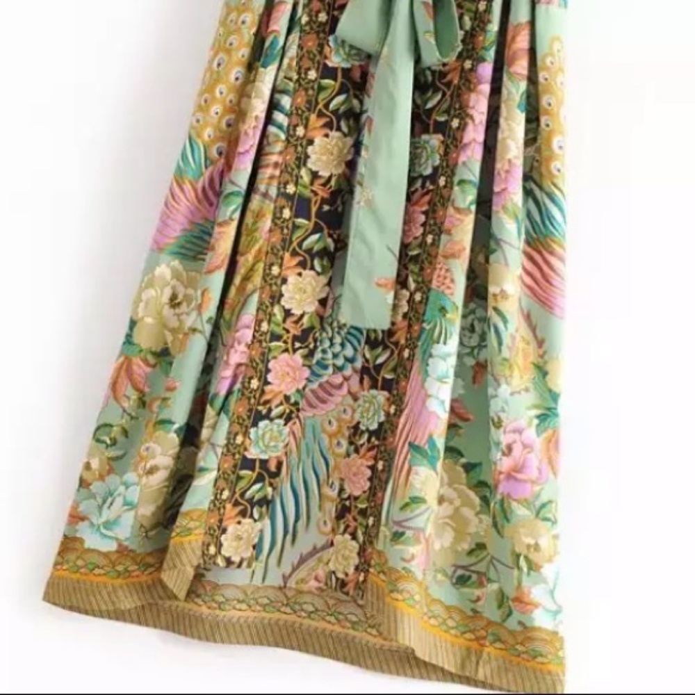 SOLD OUT Boho Peacock Feather & Floral Kimono Duster Robe - Picture 9 of 9